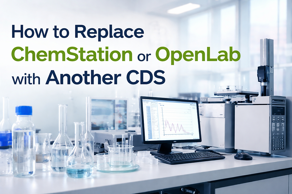 Laboratory workstation illustrating replacement of ChemStation or OpenLab with another chromatography data system such as Chromperfect.