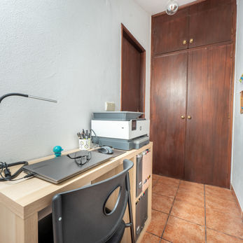 Home office with computer and printer