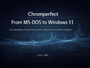 Chromperfect Windows compatibility timeline illustrating the evolution from MS-DOS to Windows 11 and long-term data integrity.