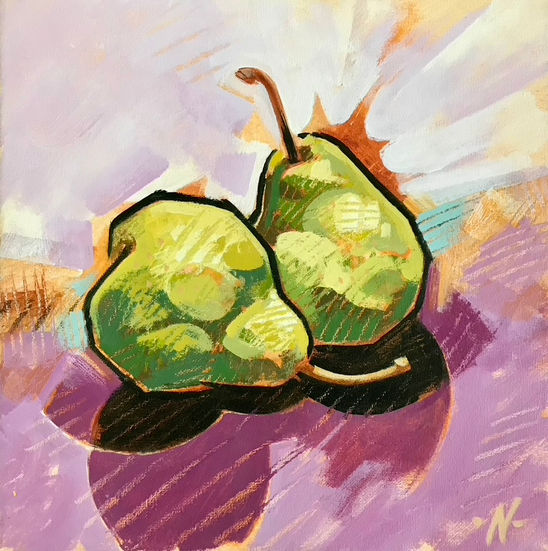 a painting of pears,