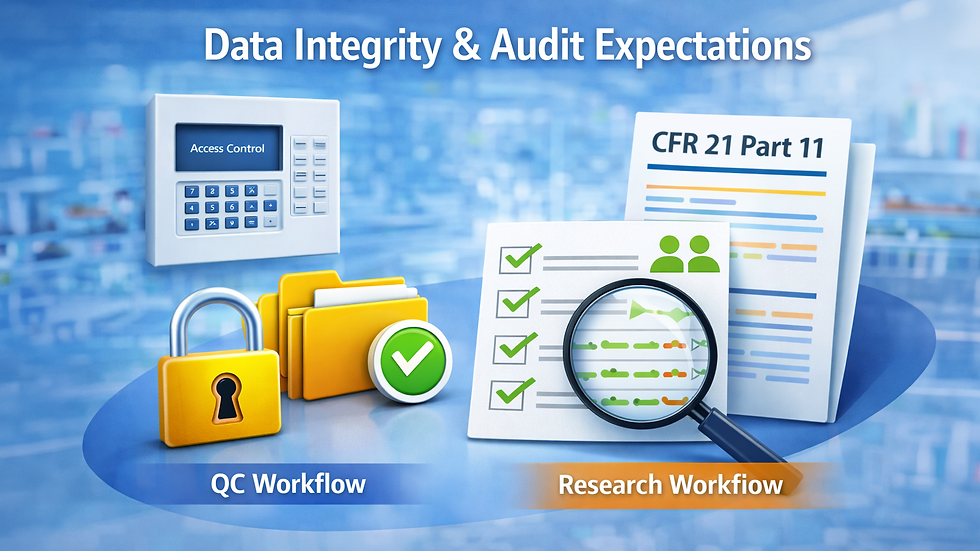 Visual representation of data integrity and audit expectations in chromatography software