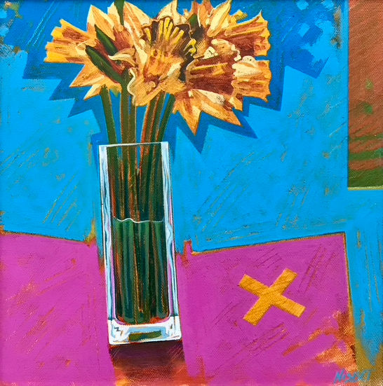 a painting of daffodils, alex nisbet,