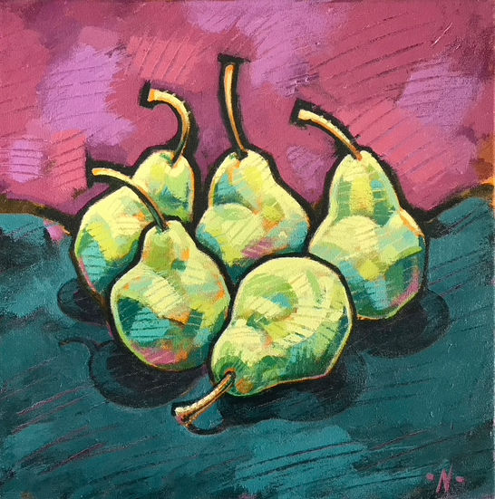 a painting of pears,