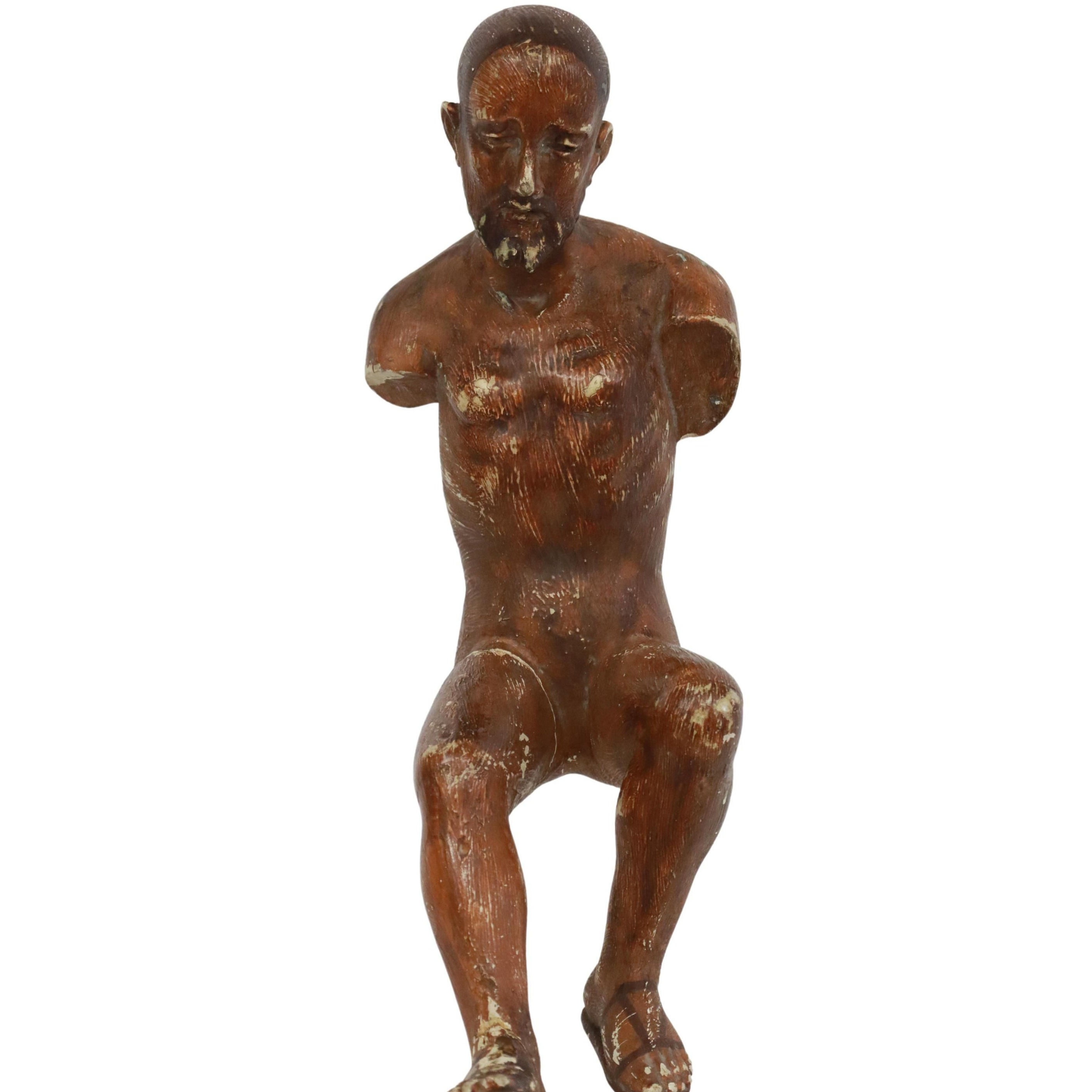 Carved Santo Seated Male Saint