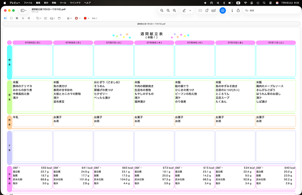 週間献立表7月5日~7月11日