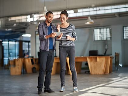 sharing-industry-developments-young-woman-seeing-something-entertaining-her-colleagues-dig