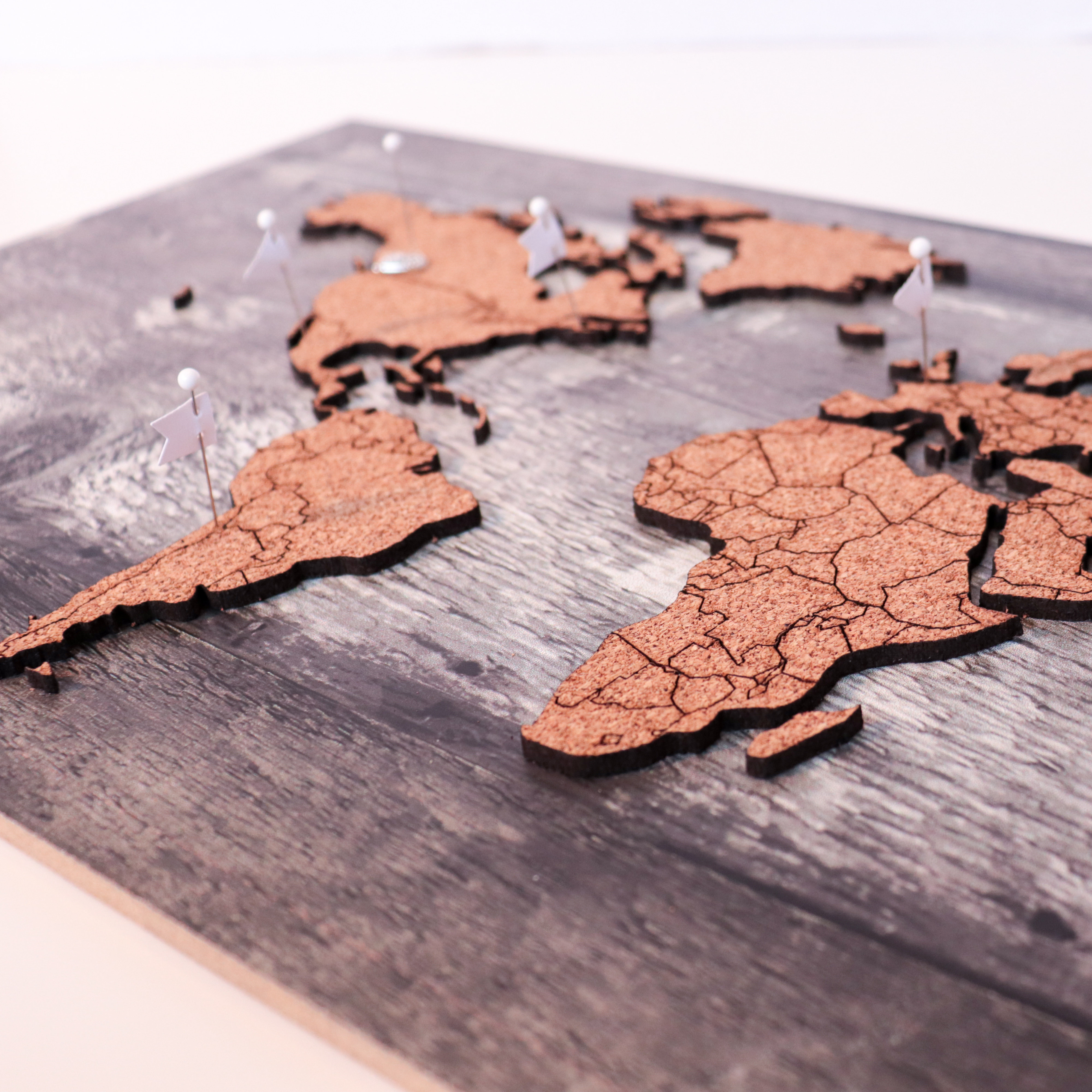 Push Pin Travel Map Barn Wood Veneer Country Borders