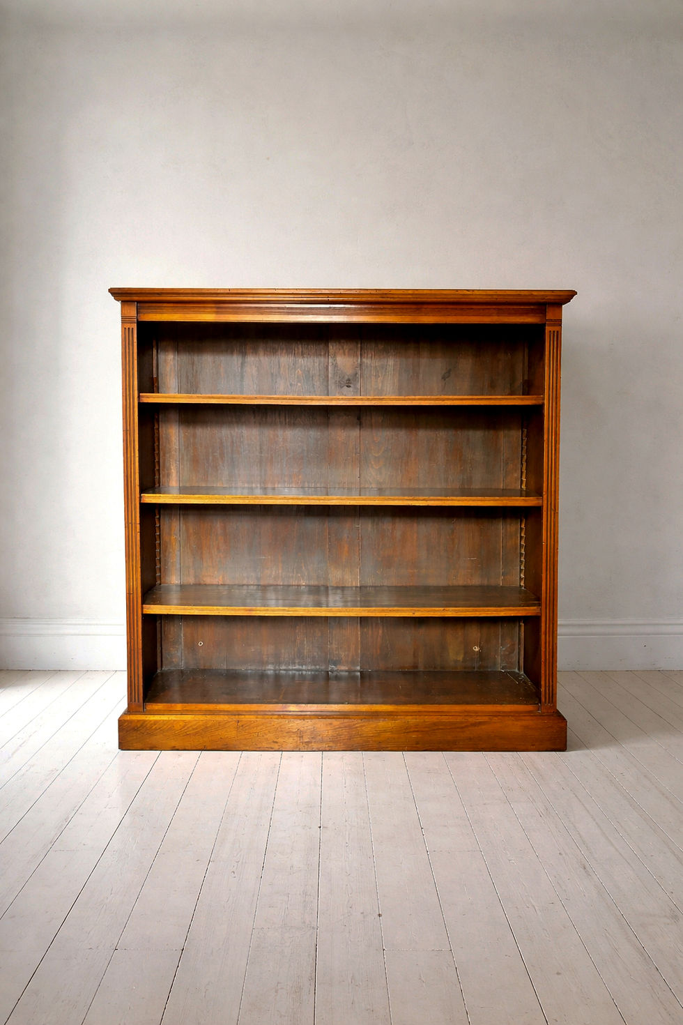 Thumbnail: A Victorian mahogany open bookcase, front view