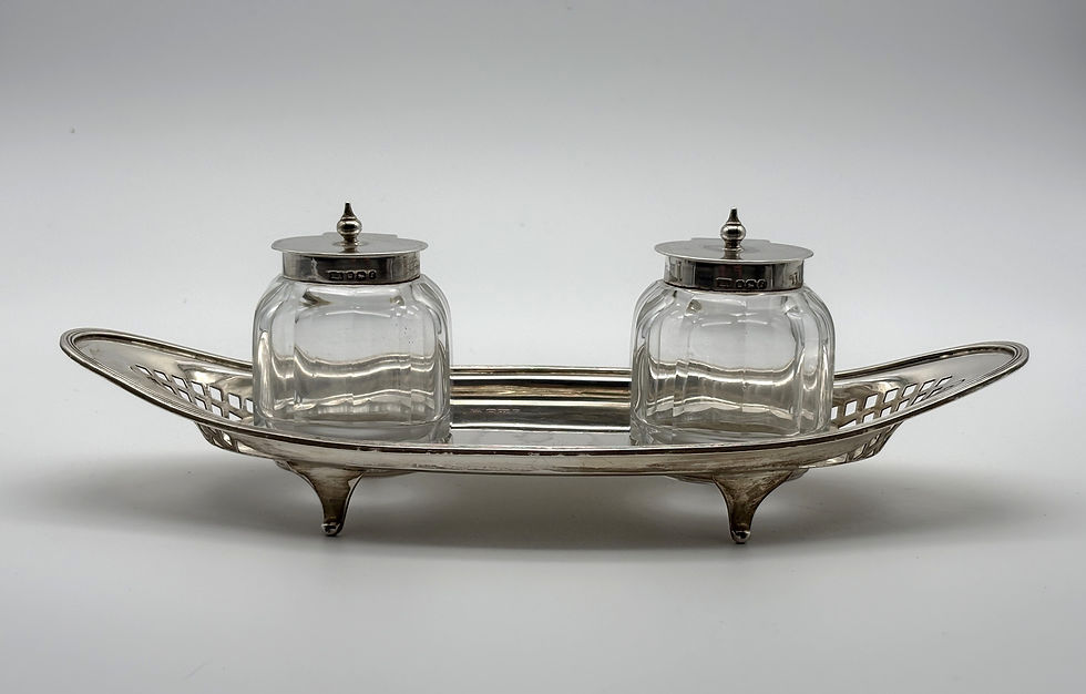 A 19th Century hallmarked silver inkstand