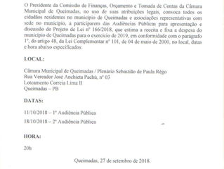 EDITAL DE CONVOCAÇÃO DE AUDIÊNCIAS PÚBLICAS