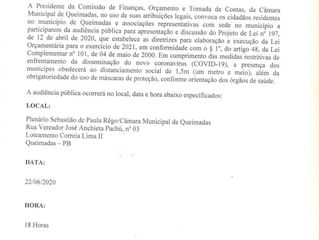 EDITAL DE CONVOCAÇÃO DE AUDIÊNCIAS PÚBLICA