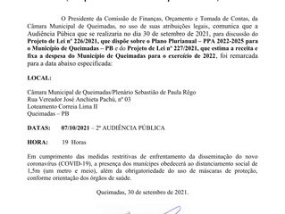 EDITAL DE AUDIÊNCIA PÚBLICA (Excepcionalmente remarcada para nova data)