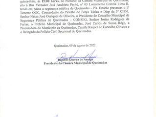 EDITAL DE CONVOCAÇÃO DE AUDIÊNCIA PÚBLICA SOBRE A SEGURANÇA PÚBLICA DO MUNICIPIO.