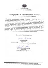 EDITAL CONVOCAÇÃO DE AUDIÊNCIA PÚBLICA (Excepcionalmente remarcada para nova data)