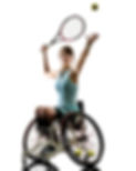 one caucasian young handicapped tennis player woman in welchair sport tudio in silhouette