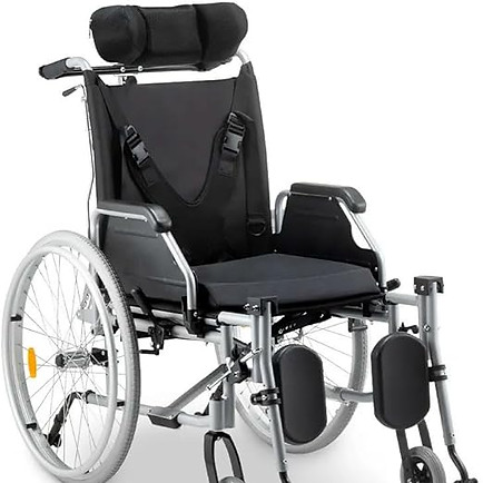 Cadeira de Rodas D700 T48 Reclinável em Alumínio Dobrável até 130 Kg Dellamed