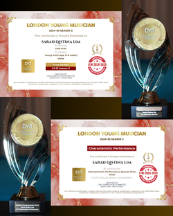 LONDON YOUNG MUSICIAN 24-25 SEASON 3 GOLD PRIZE for YOUNG ARTIST AGE 15 & UNDER with CHARACTERISTIC