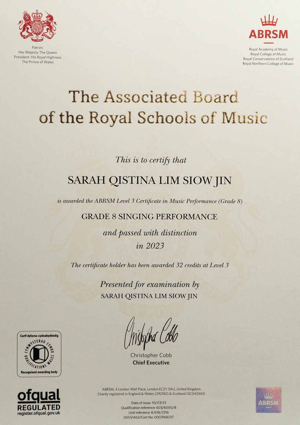 2023 ABRSM - Singing - Grade 8