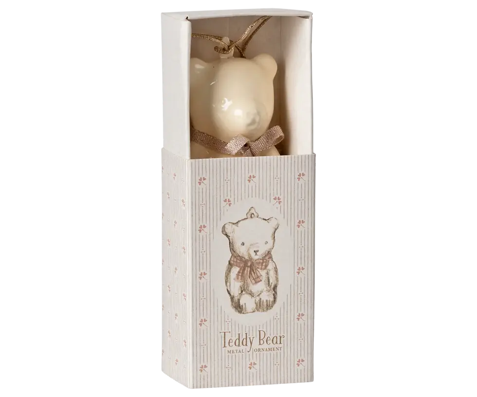 MAILEG -METAL ORNAMENT, TEDDY BEAR - OFF WHITE/BLUE