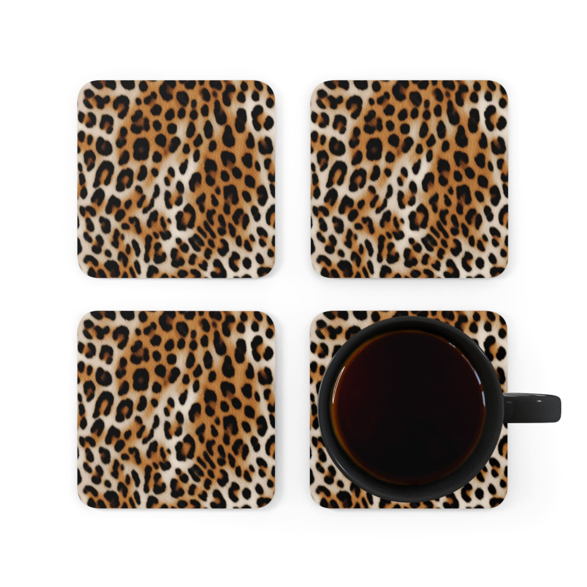 4'lü Leopar Bardak Altlığı
