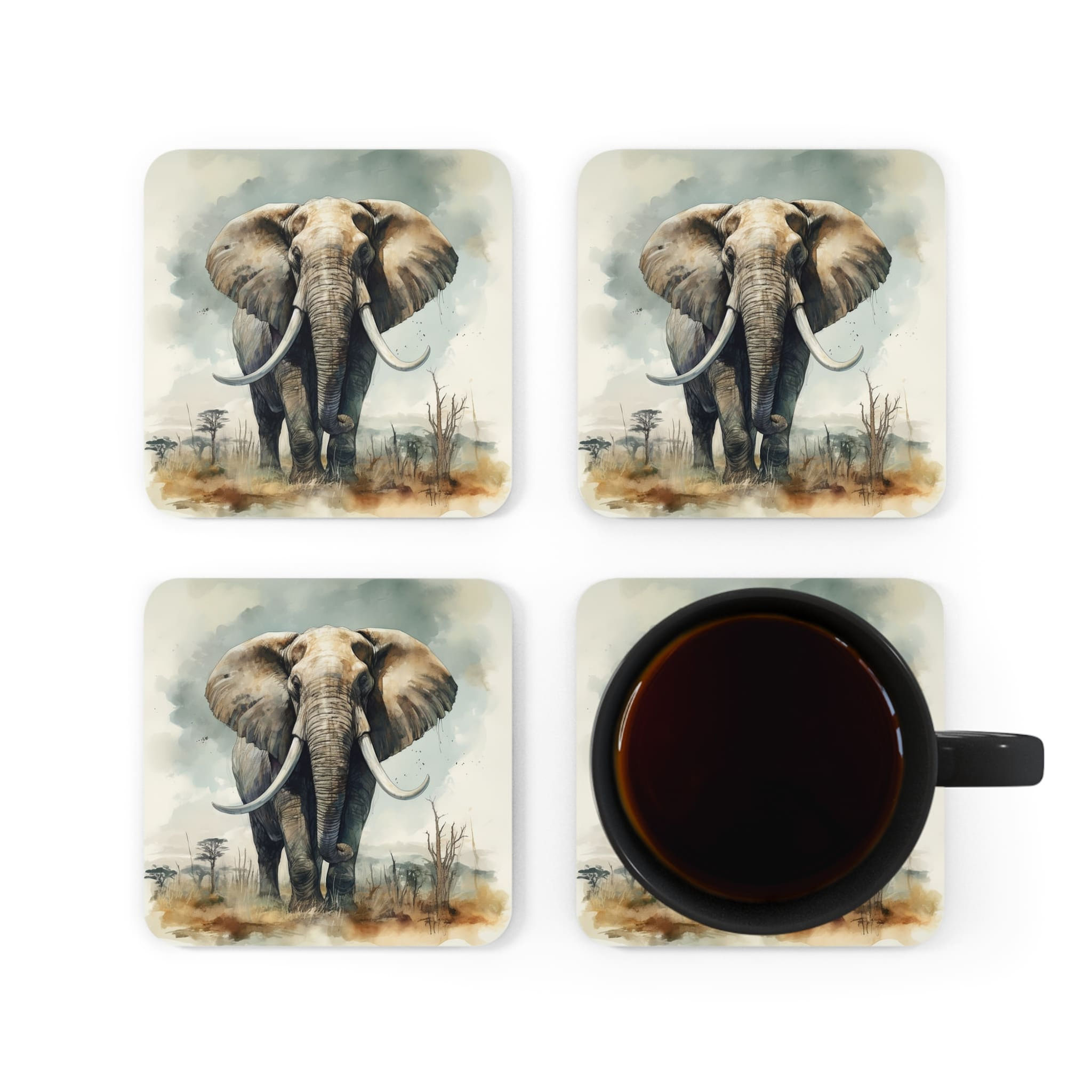 4'lü Elephant Bardak Altlığı