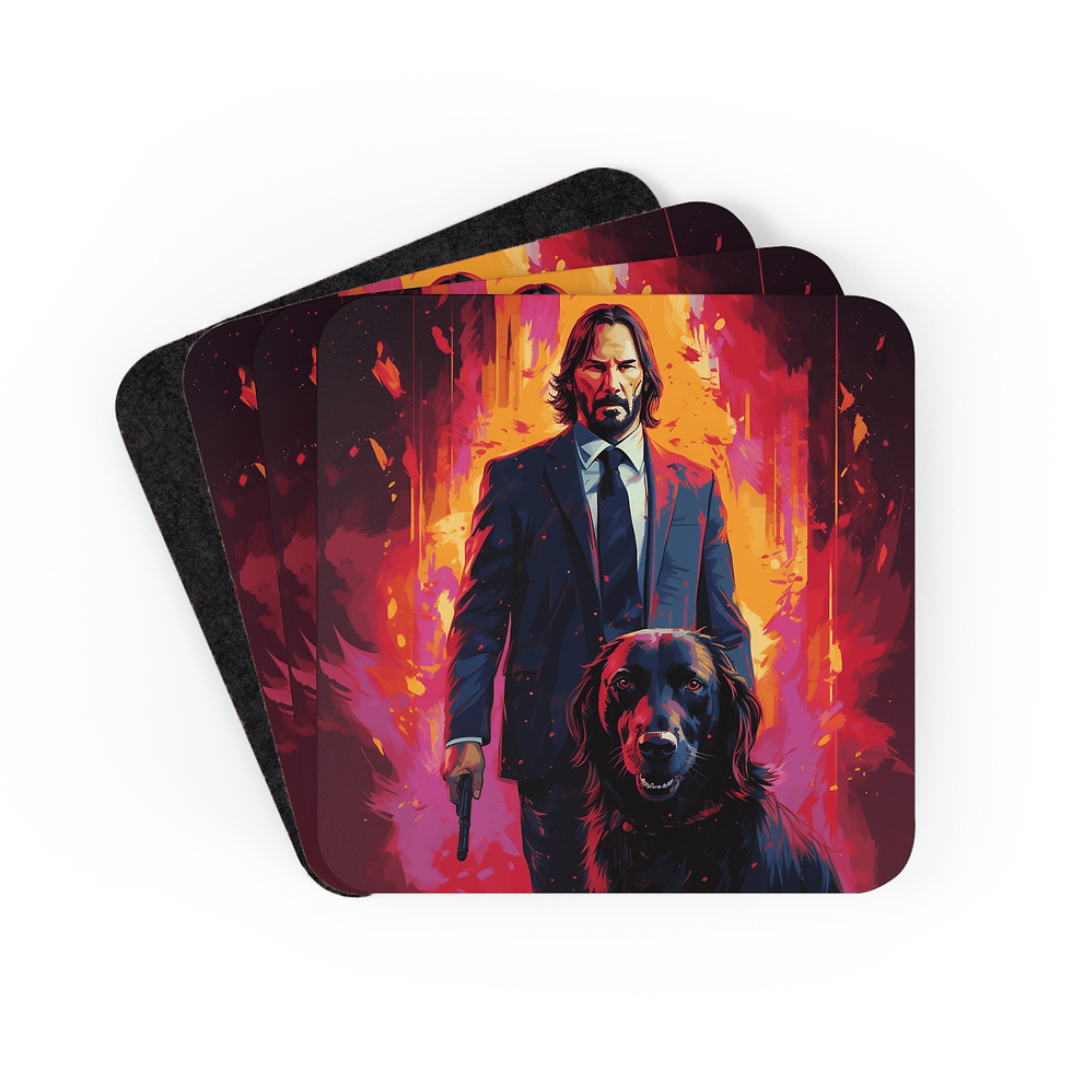 Küçük resim: 4'lü John Wick Bardak Altlığı