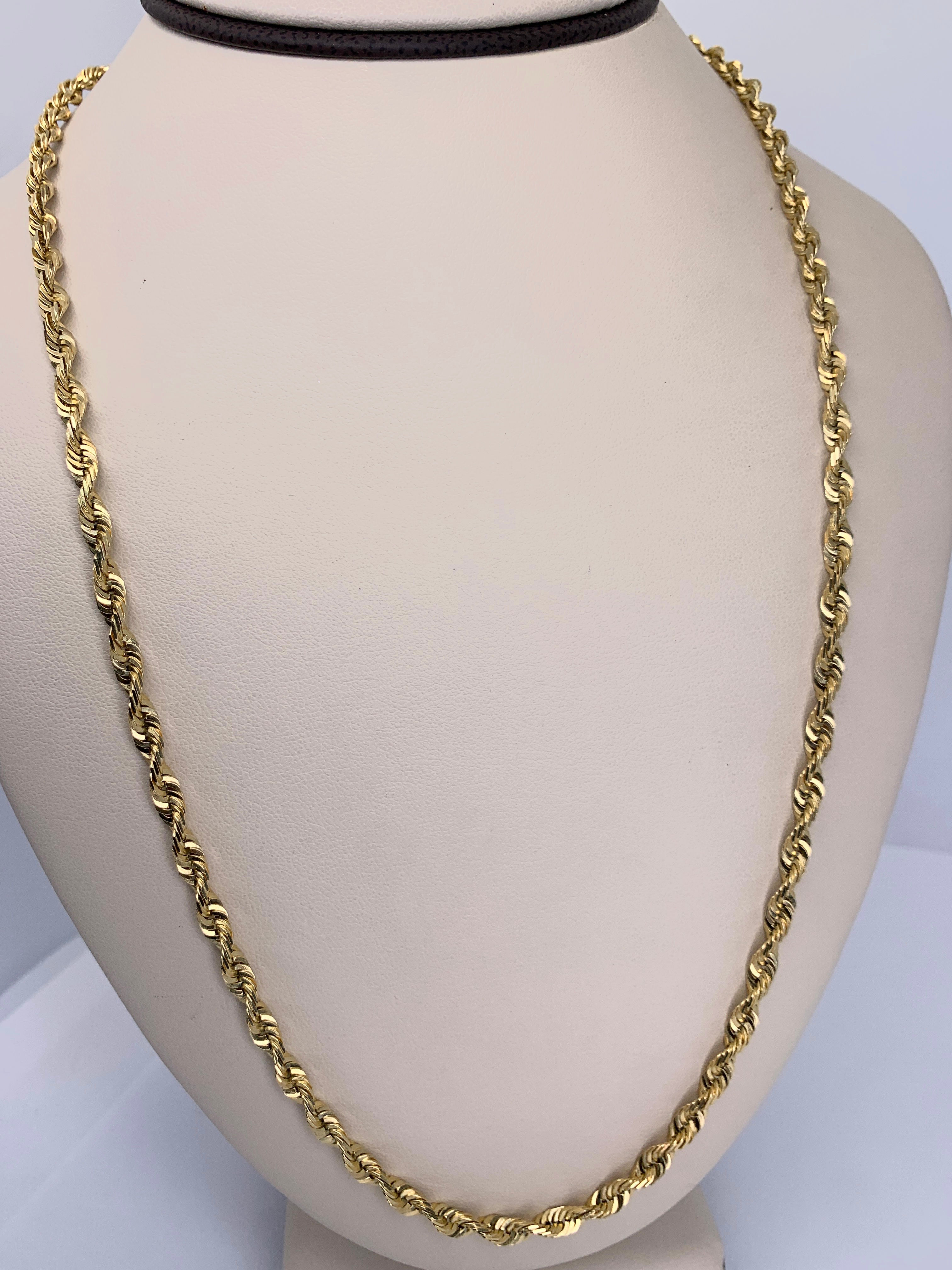 Solid Rope Chain in 14K Gold – 24” 28.5g