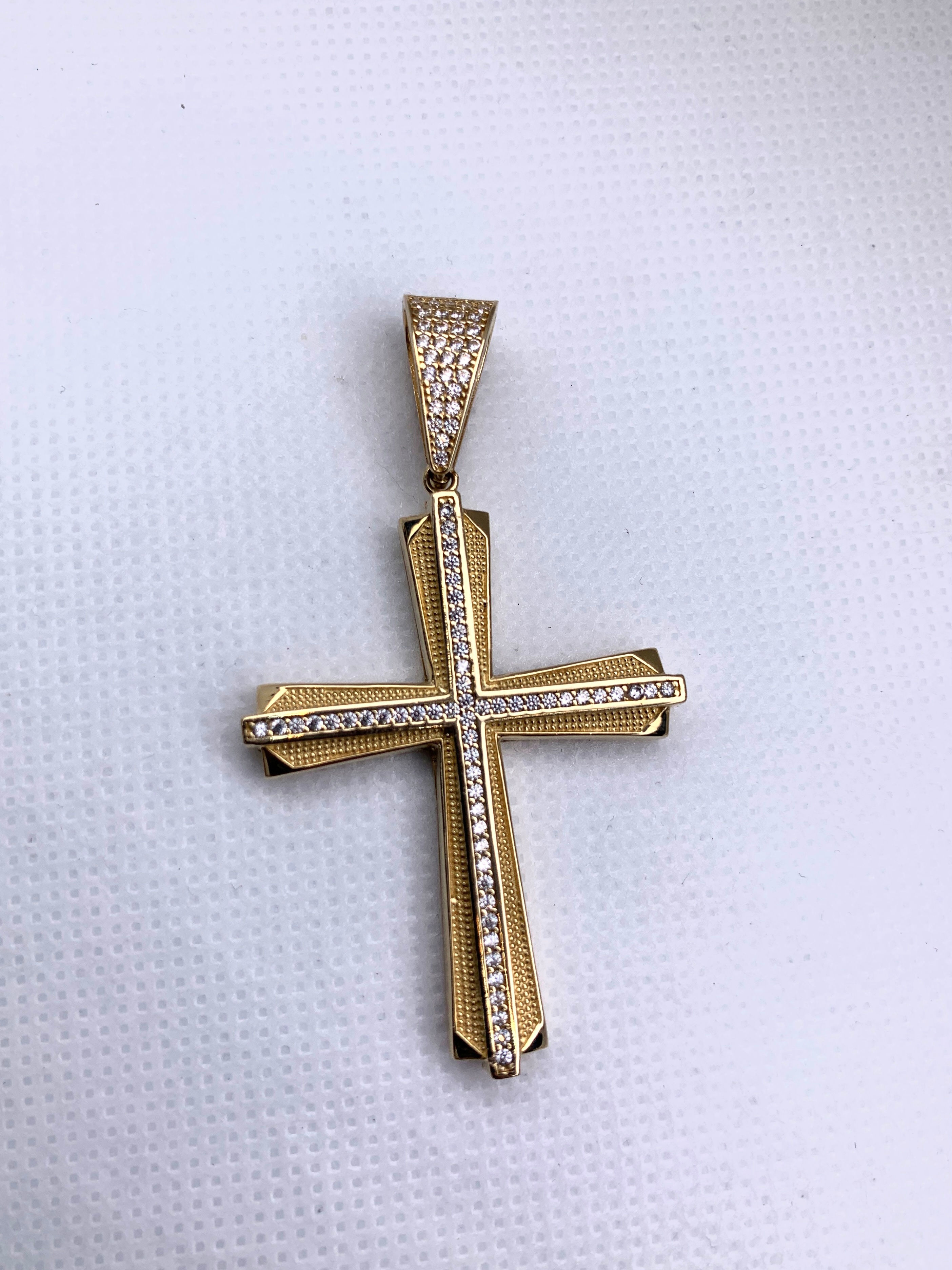Cross Charm with zirconia stones 14k