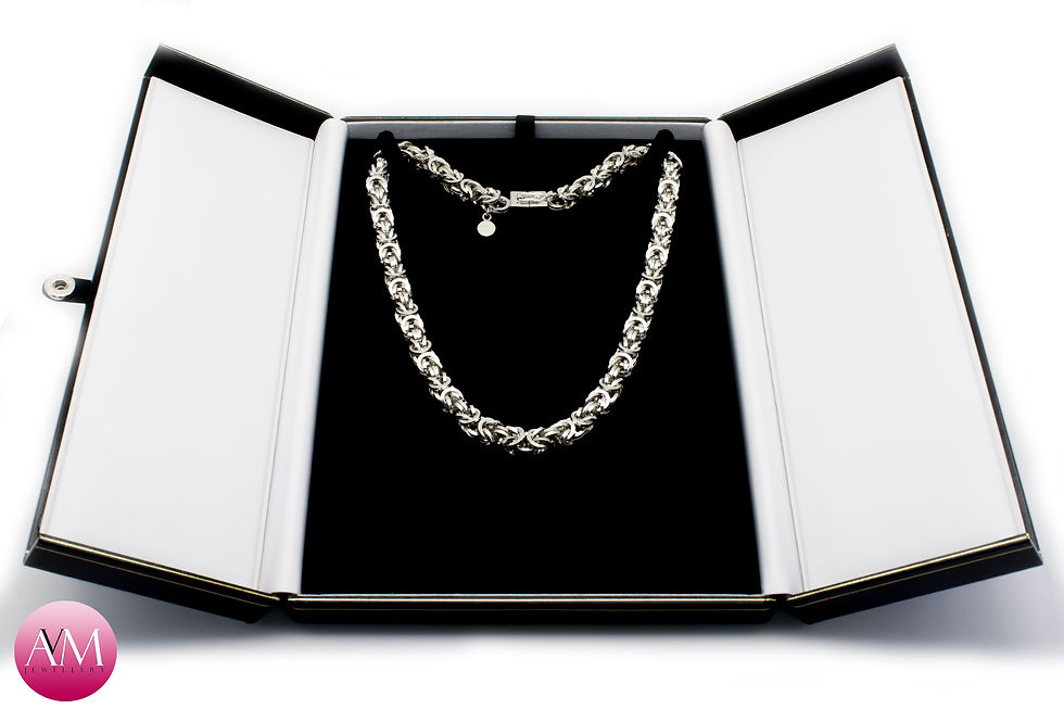 Thumbnail: REVERENCE - Heavy Sterling Silver Byzantine Necklace in Square Wire