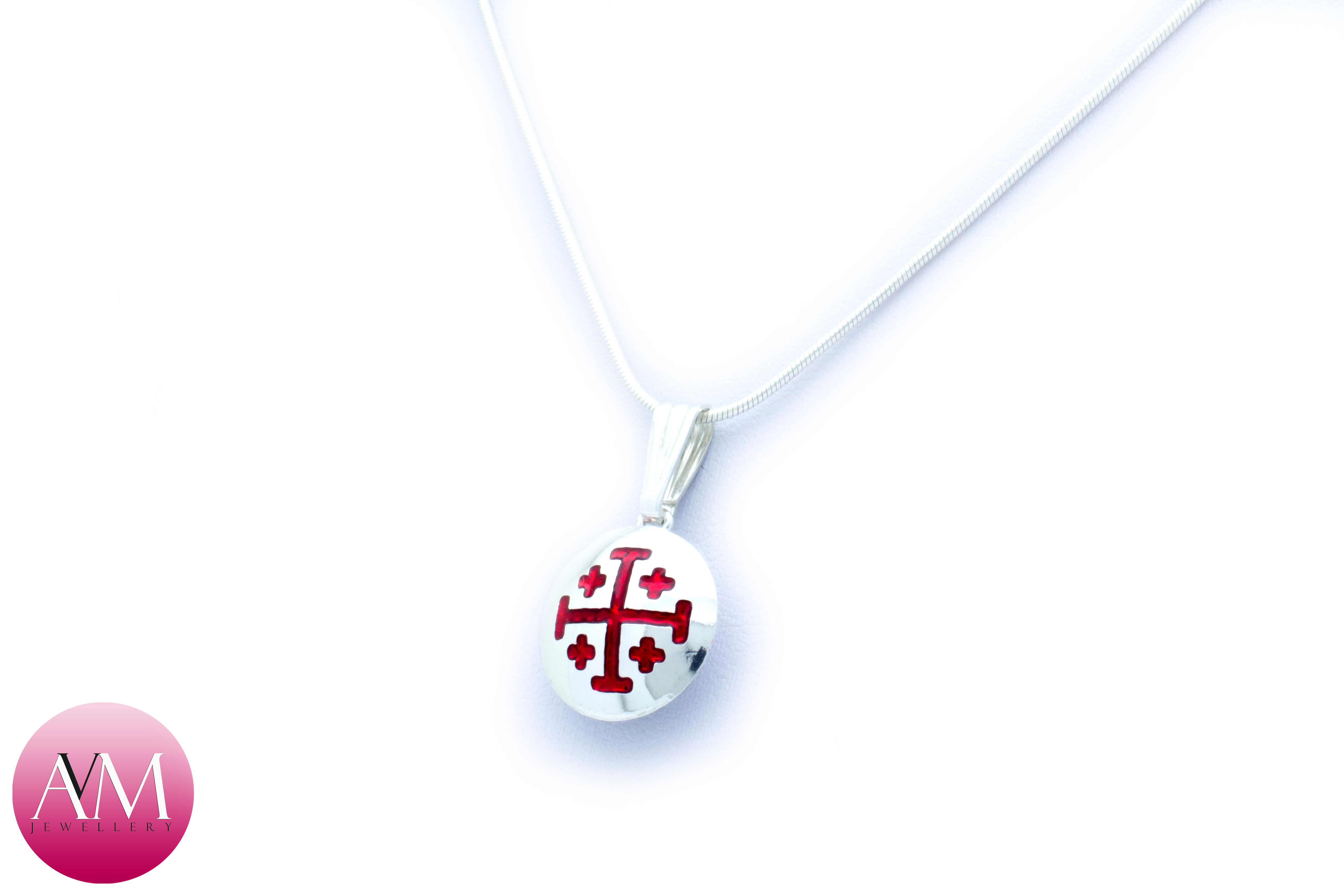 Sterling Silver Jerusalem Cross Button Pendant