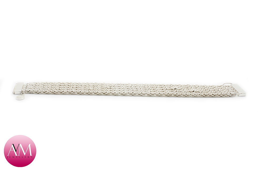 Thumbnail: PENTAMEROUS - Five Strand Sterling Silver Microbyzantine Bracelet