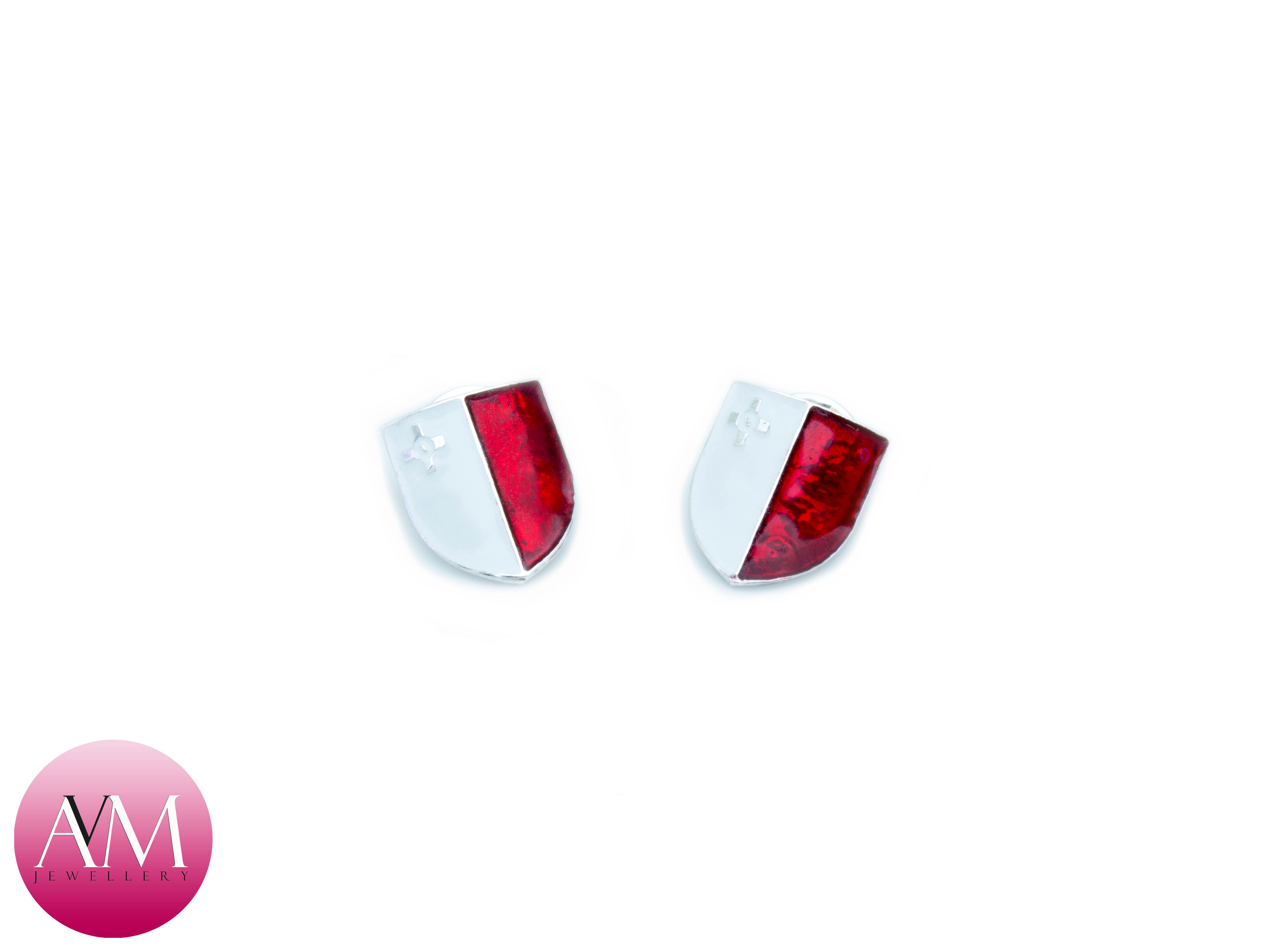 Sterling Silver Maltese Flag Shield Lapel Pin