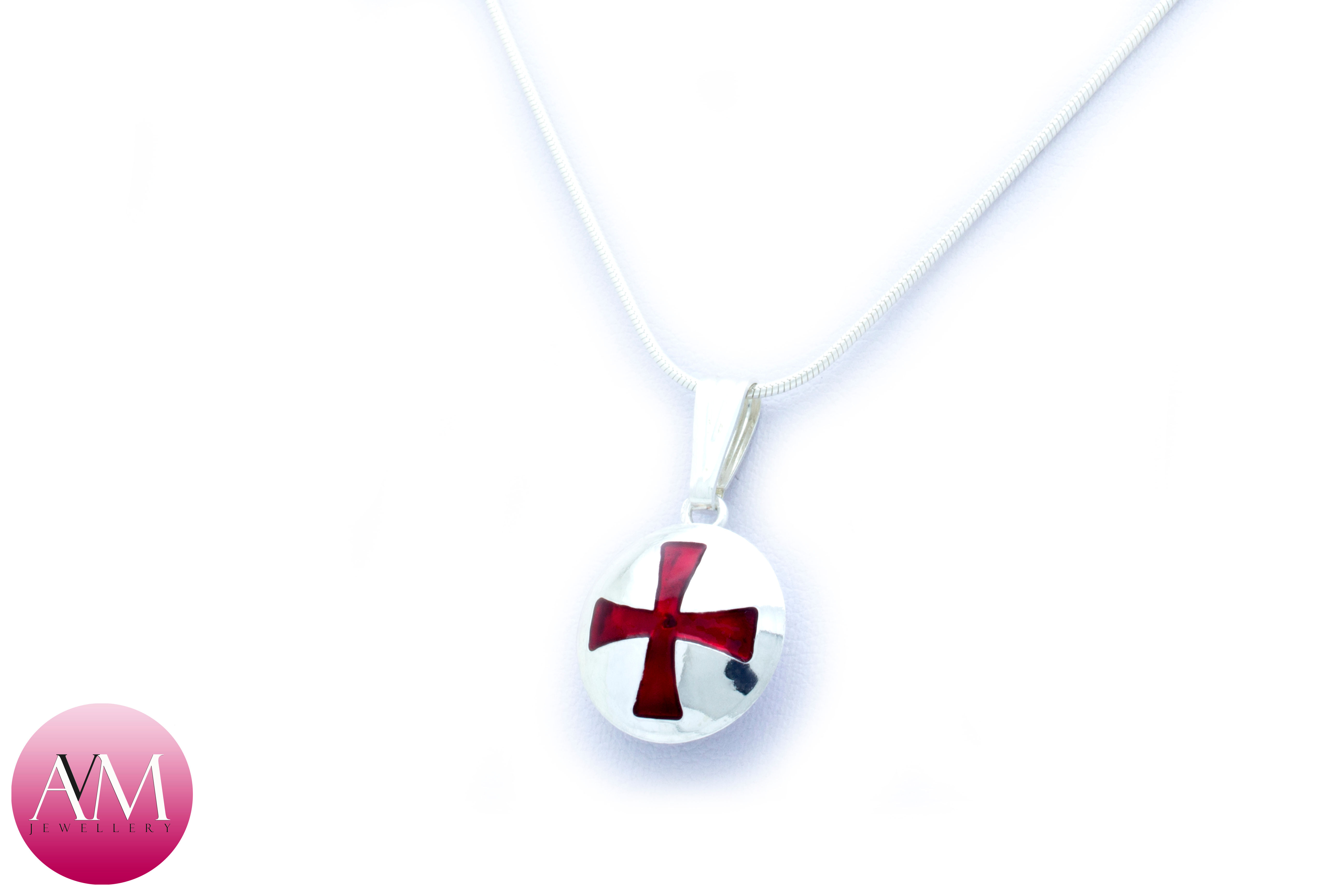 Sterling Silver Knights Templar Cross Button Pendant