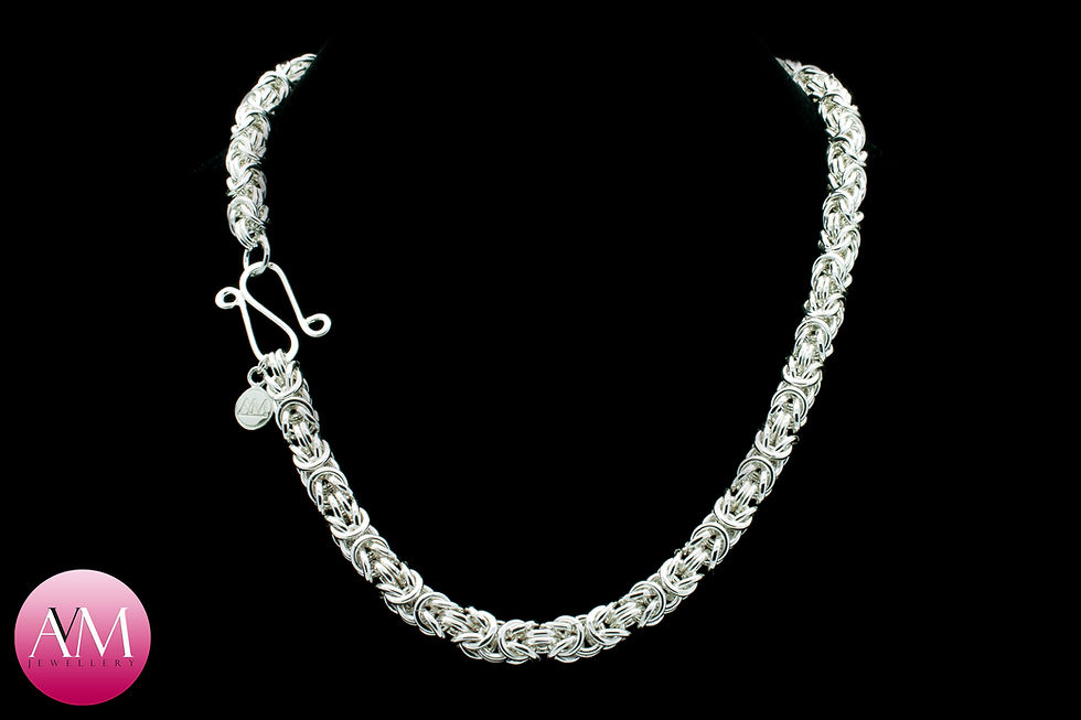 Thumbnail: Heavy Sterling Silver Byzantine Necklace