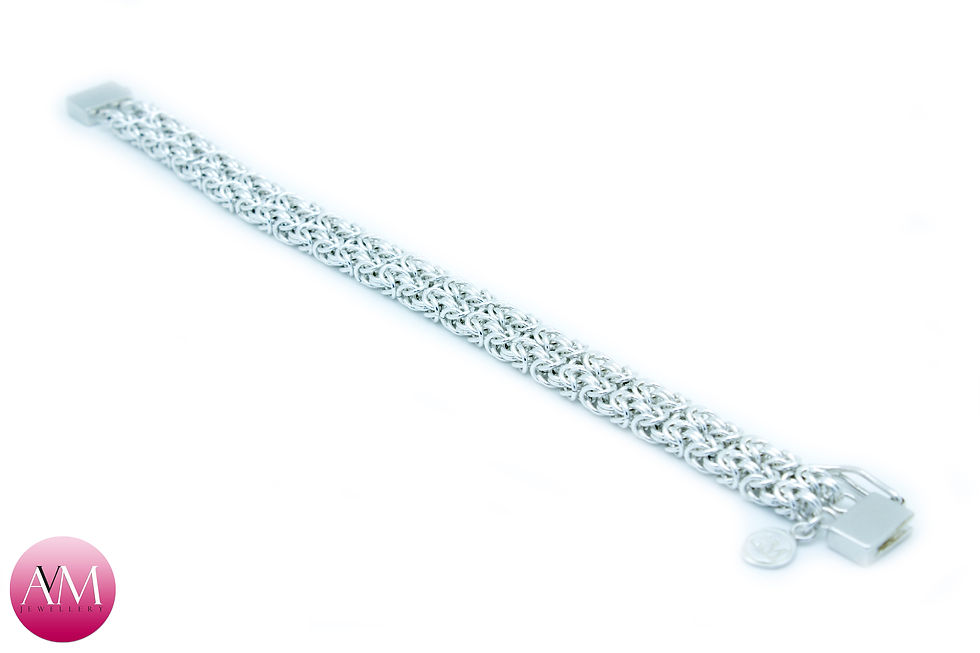 Thumbnail: TWINS - Twin Delicate Sterling Silver Byzantine Bracelet
