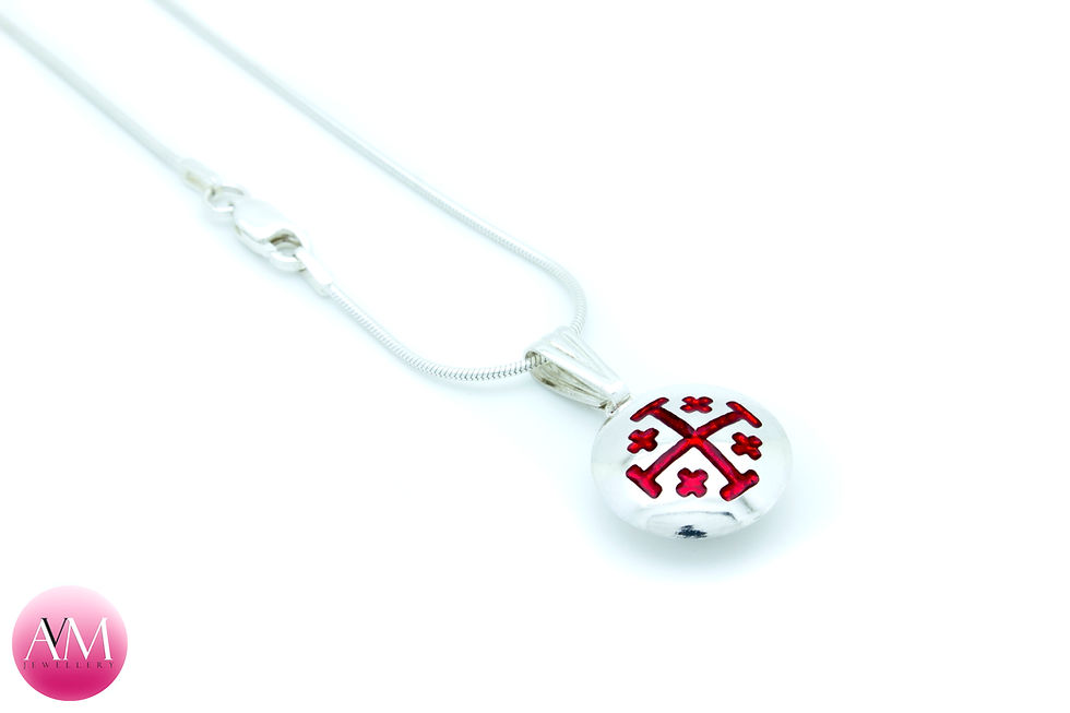 Thumbnail: Sterling Silver Jerusalem Cross Button Pendant