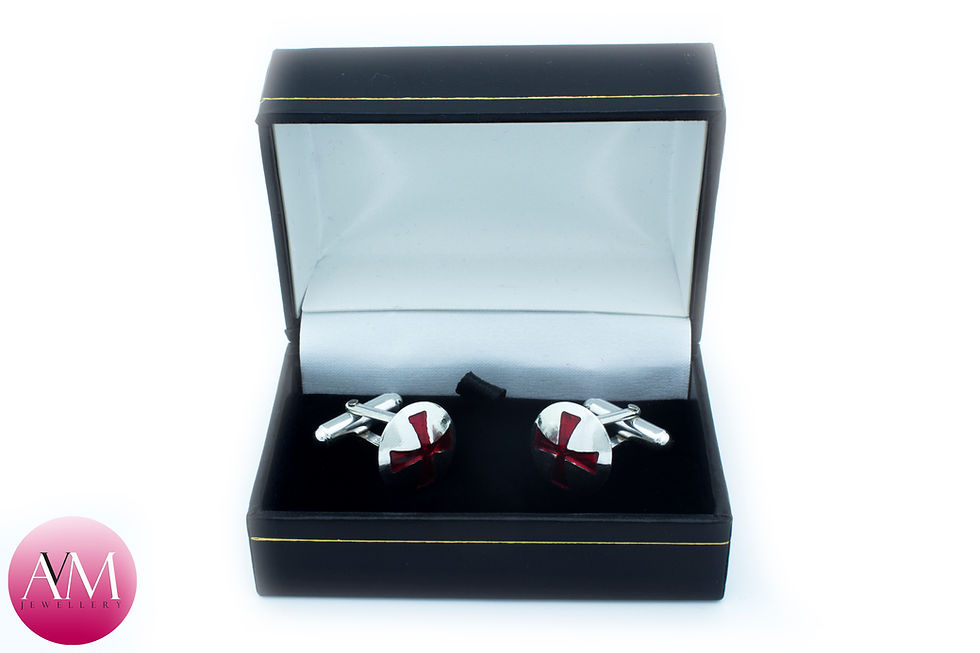 Thumbnail: Sterling Silver Knights Templar Cross Button Cufflinks