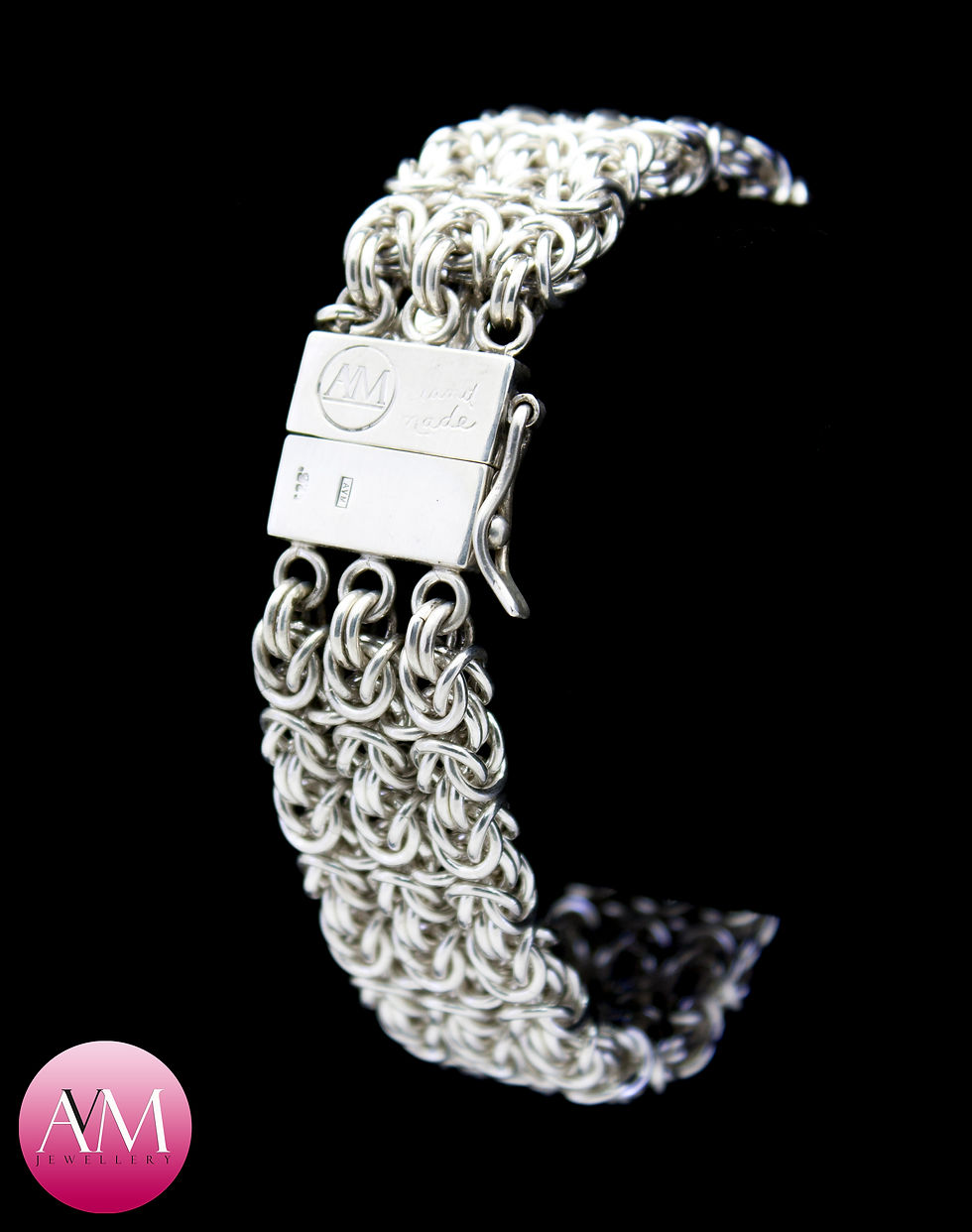 Thumbnail: INFATUATION - Triple Sterling Silver Byzantine Bracelet