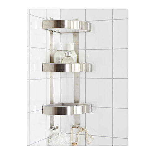 Thumbnail: Corner wall shelf unit, stainless steel