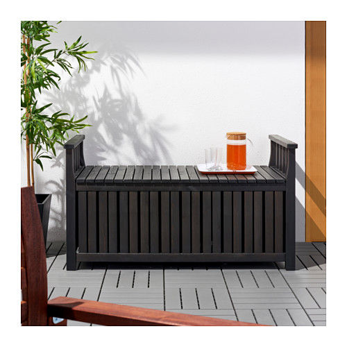 Thumbnail: Storage bench, outdoor, black-brown stained black-brown