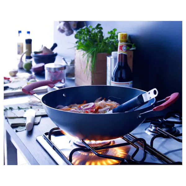 Thumbnail: IDENTISK
Wok with lid, dark grey, aluminium,l