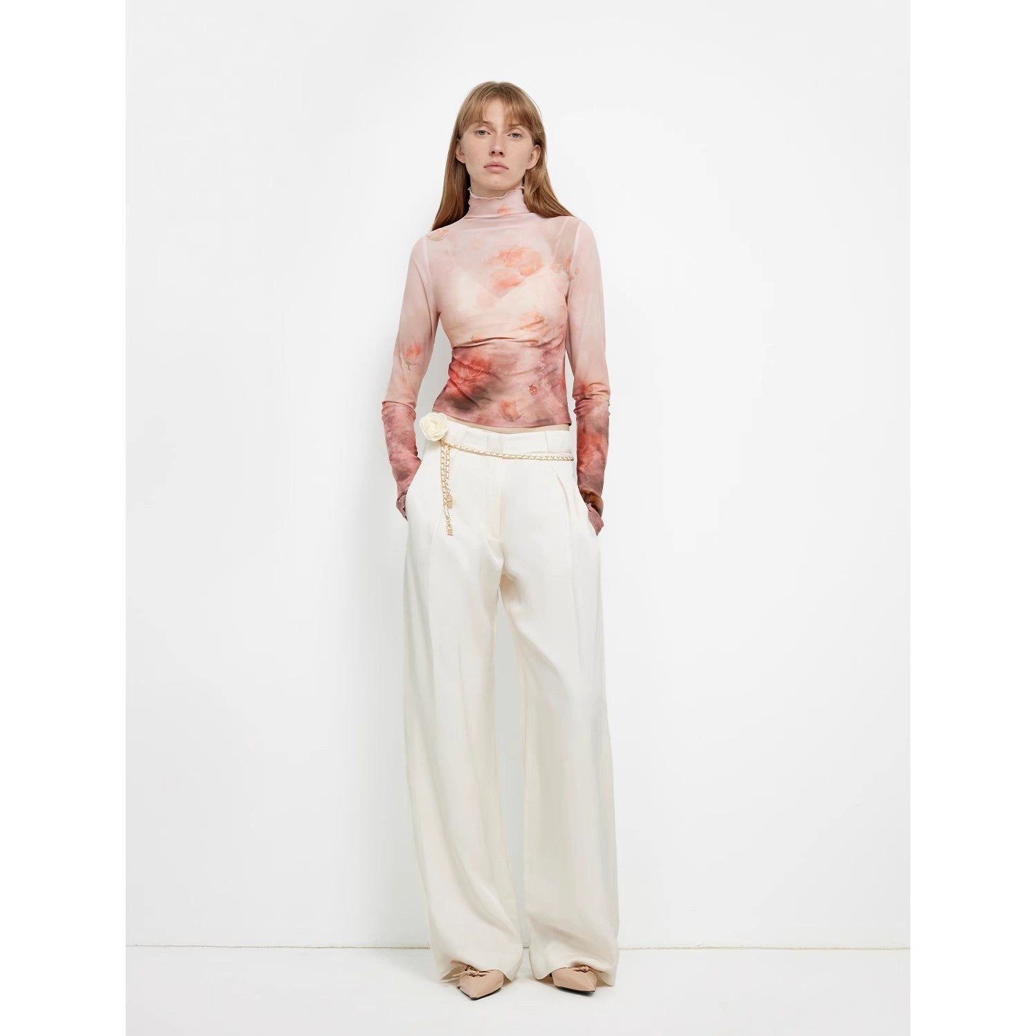 "Relaxed Old Money" Mid-Waist Single-Pleat Straight-Leg Wide-Leg Casual Pants