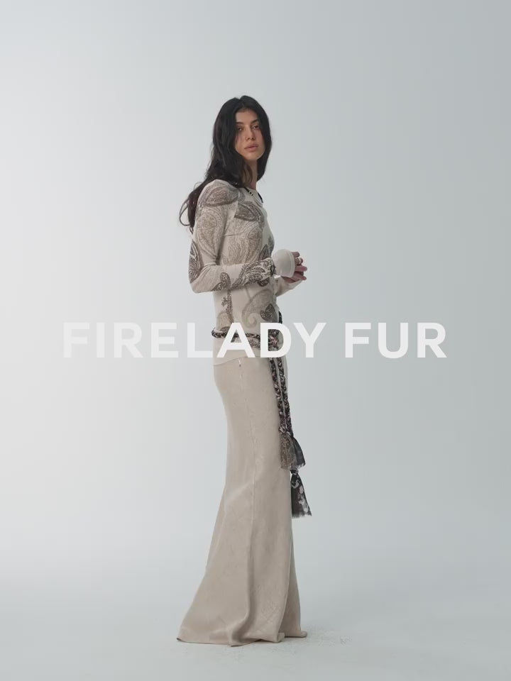 Thumbnail: Tencel Wool Round Neck Slim Long Sleeve and Skirt