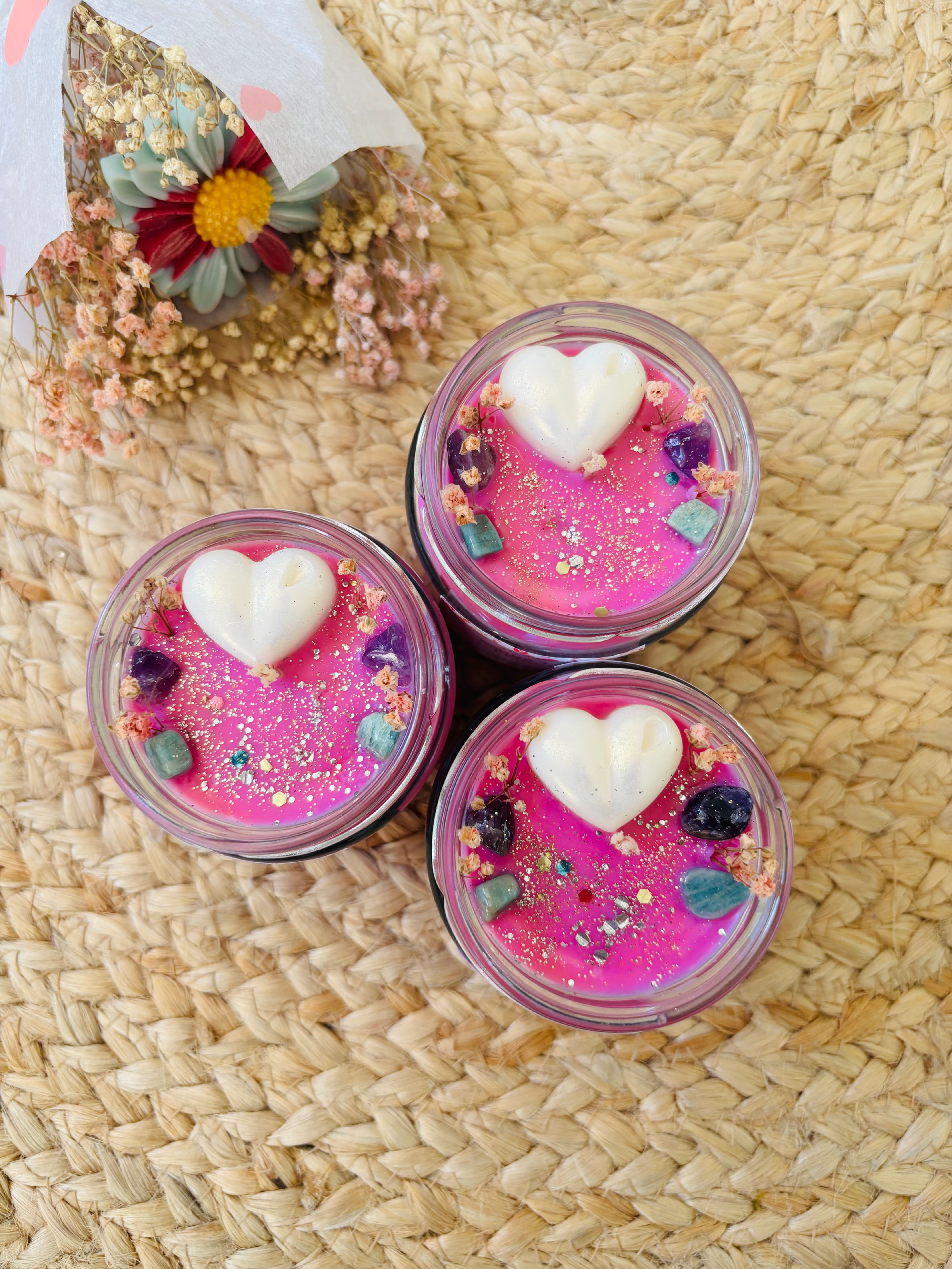 Bougie Bonne Fête Maman  💕  Framboise