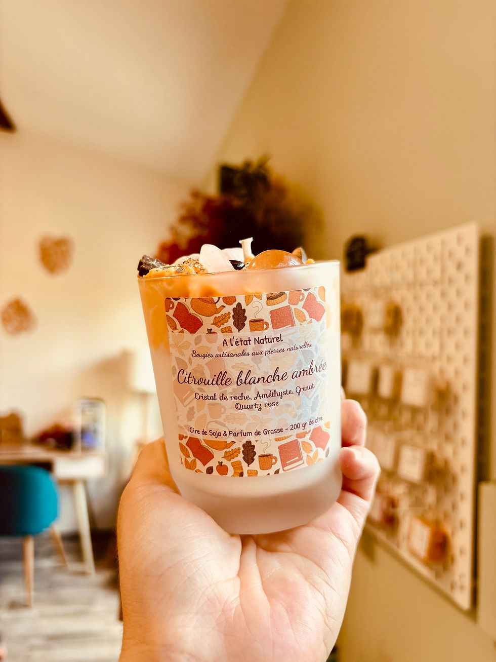 Miniature : Bougie Citrouille Blanche Ambrée 🎃