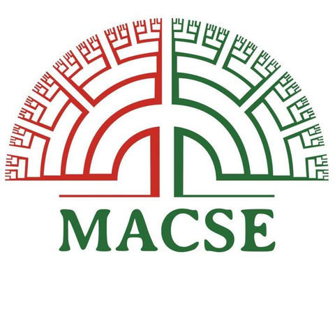 Official logo of MACSE (the Hungarian Society for Family History Research), hyperlinked to its website.