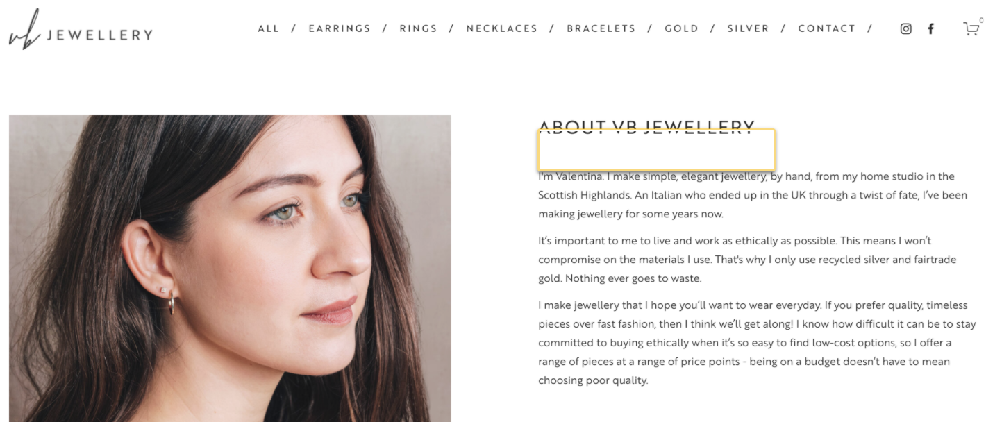 About page for ecommerce