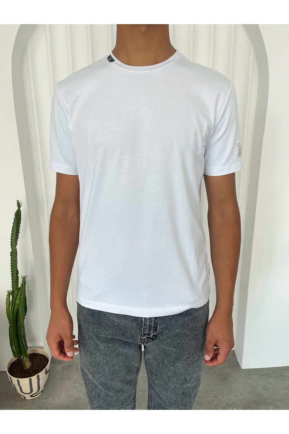 Küçük resim: Erkek Bisiklet Yaka Tişört Regular Pamuk Basic T-Shirt (RAHAT KALIP)