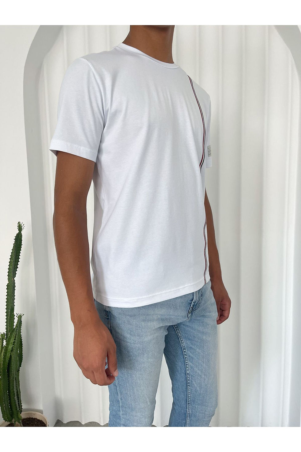 Küçük resim: Erkek Bisiklet Yaka Tişört Regular Pamuk Basic T-Shirt (RAHAT KALIP)
