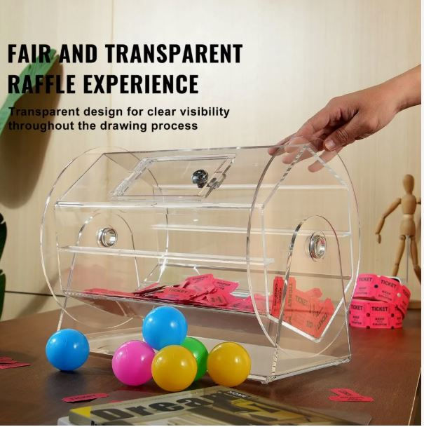 Thumbnail: 🎟️ Raffle Barrel – Desktop Clear Acrylic (Large 5,000 Capacity)